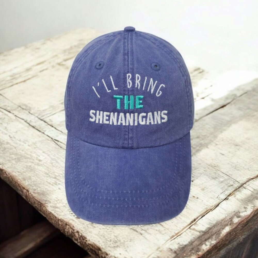 Adams Ill Bring The Shenanigans Leather Tuck Strap Cap Cool Crown Baseball Hat